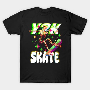 Skeleton Skateboarding Y2k T-Shirt